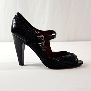 Marc Fisher Black Leather Peep-Toe Pumps Size 8